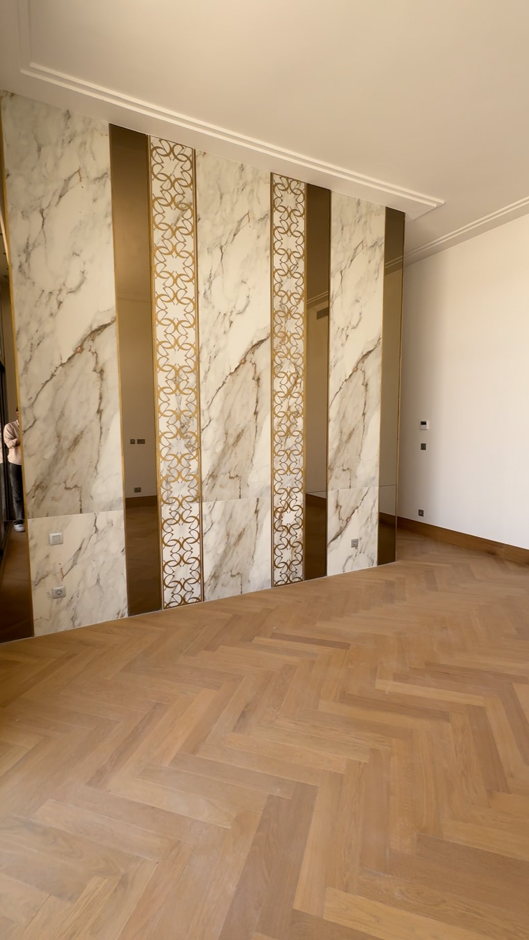 Marble and brass feature wall